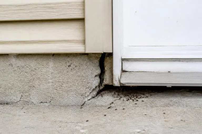 Gap at a door threshold where ants enter