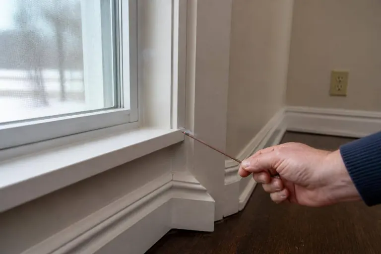 Incense smoke test at a window for cold-air leaks