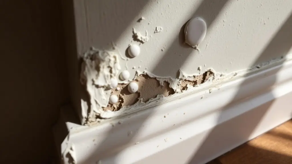 Paint blistering and lifting away from a damp interior wall surface