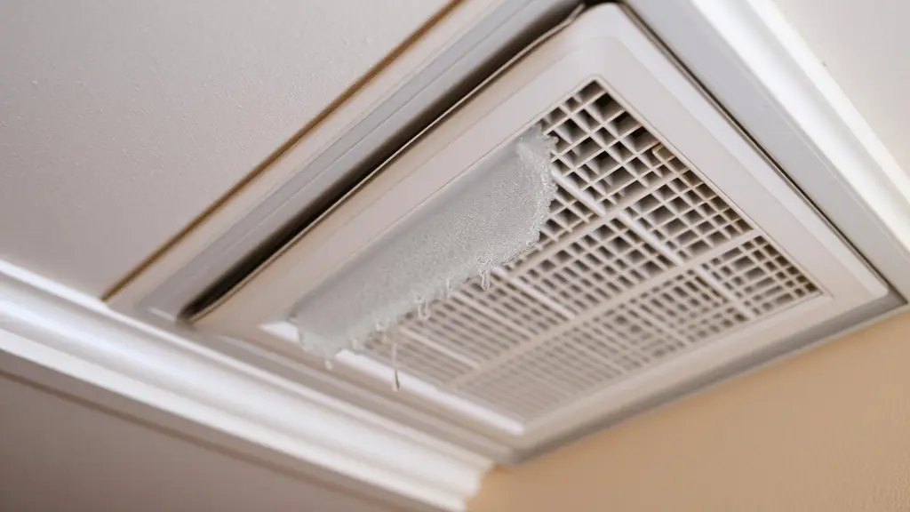 Air-conditioning supply vent above a hygrometer showing high indoor humidity