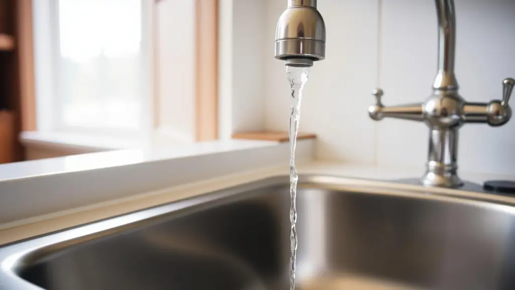 Weak water stream coming from a residential kitchen faucet