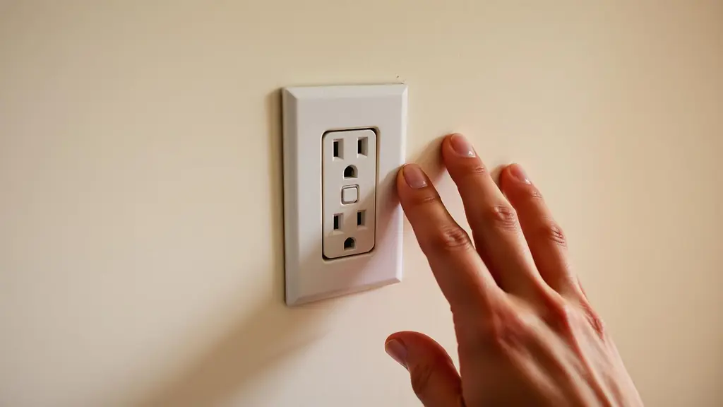 Homeowner holding the back of a hand near a wall outlet to feel for warmth