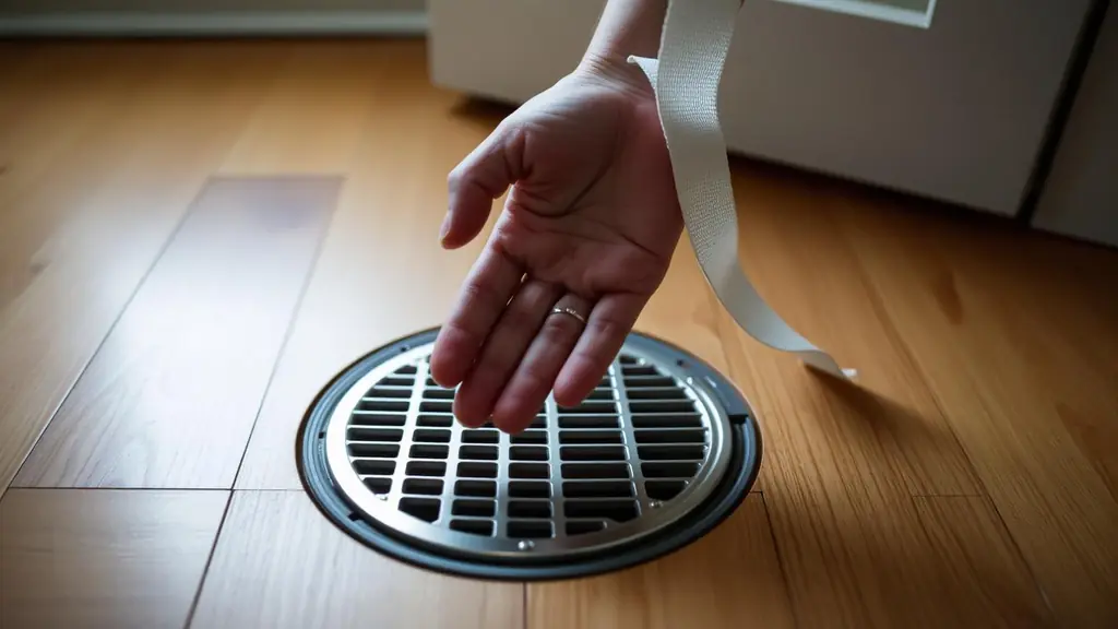 Hand held over a floor supply register checking for airflow